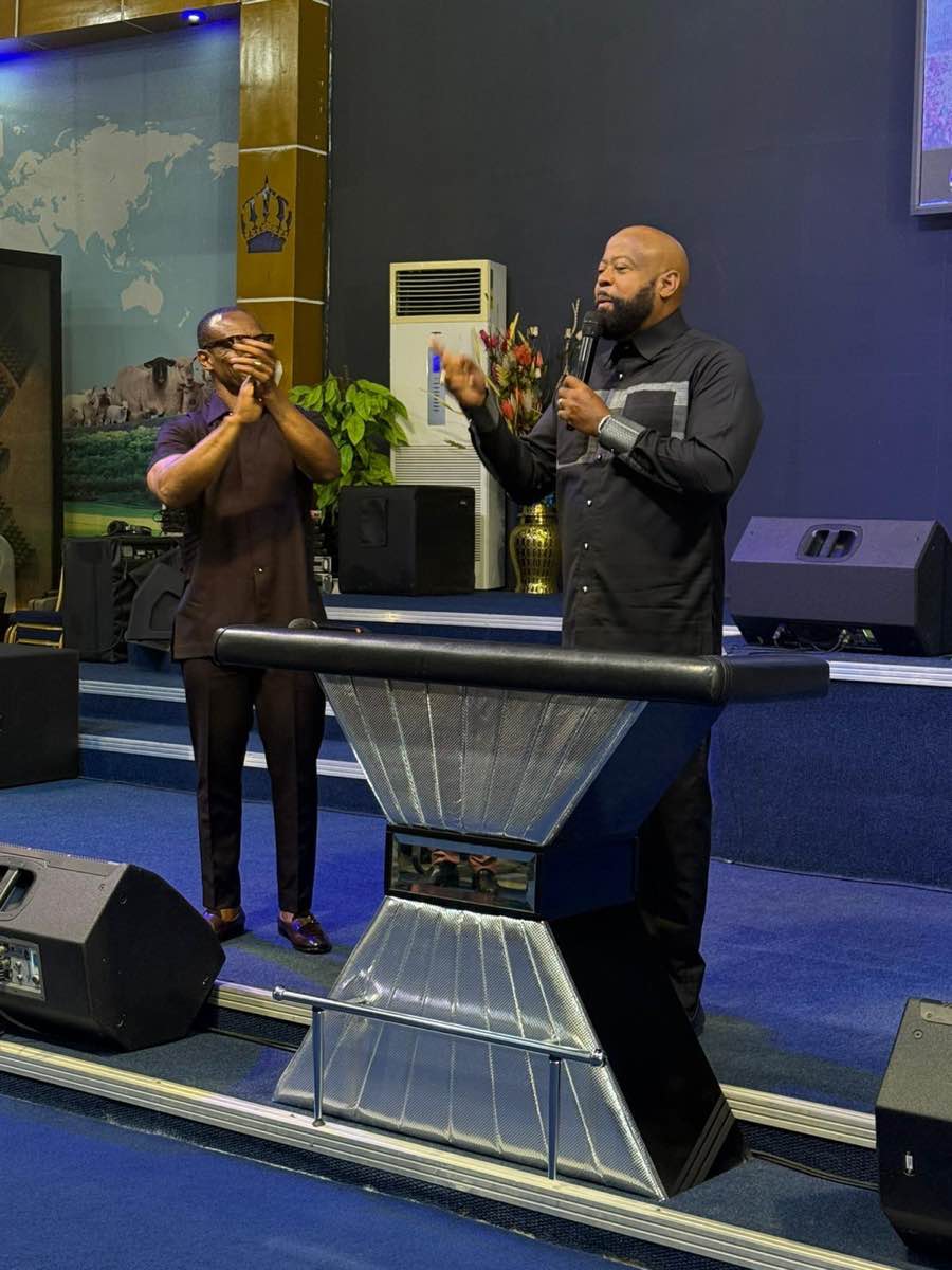 Bishop Richard ministering from the pulpit